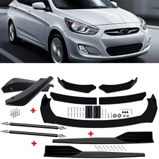 For Hyundai Accent Front Rear Bumper Lip Spoiler Body Kit Splitter+Side Skirt