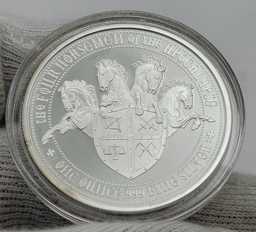 Pallido Cavallo della Morte 1 oz .999 Argento Fine Quattro Cavalieri dell'Apocalisse Set - Foto 6 di 16