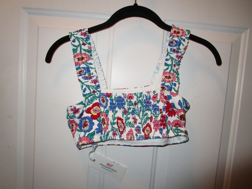 VINEYARD VINES TISBURY FLORAL GIRLS SMOCKED RUFFLE BIKINI TOP SIZE XL (16) NEW - Picture 2 of 2