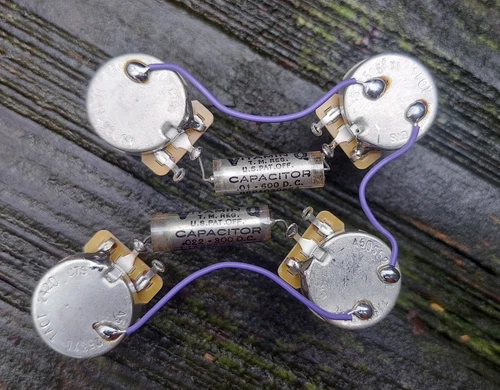 Gibson Les Paul 50s Wiring Harness CTS 525k 27mm .022  .01  Vitamin Q PIO caps 