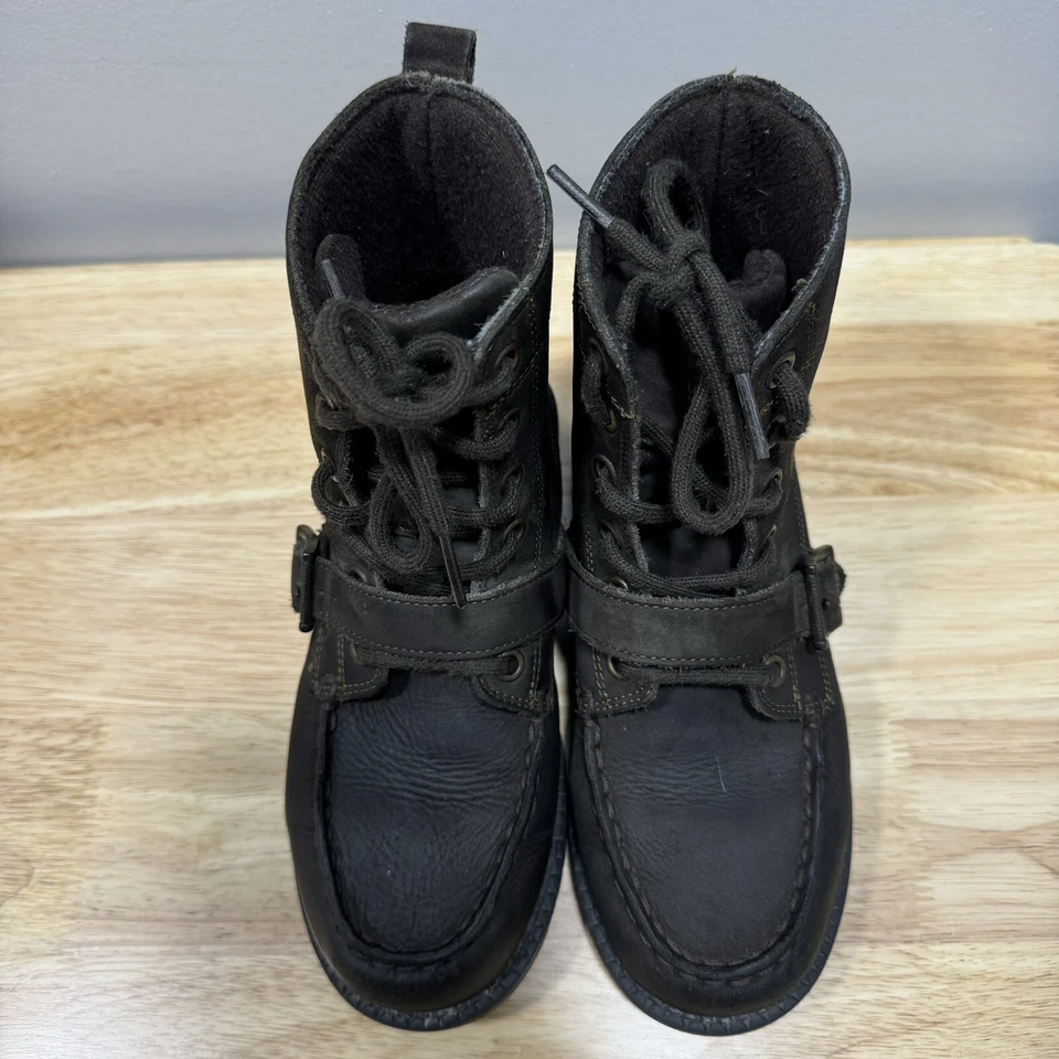 Polo Ralph Lauren Bear Ranger Boots Youth 1 Brown Suede Leather Lace Up Combat - Image 3 of 4
