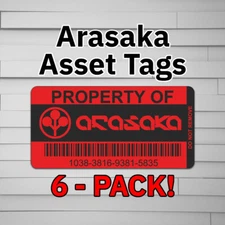 Arasaka Asset Tags (Vinyl Decal Sticker, Car laptop window tumbler Cyberpunk)