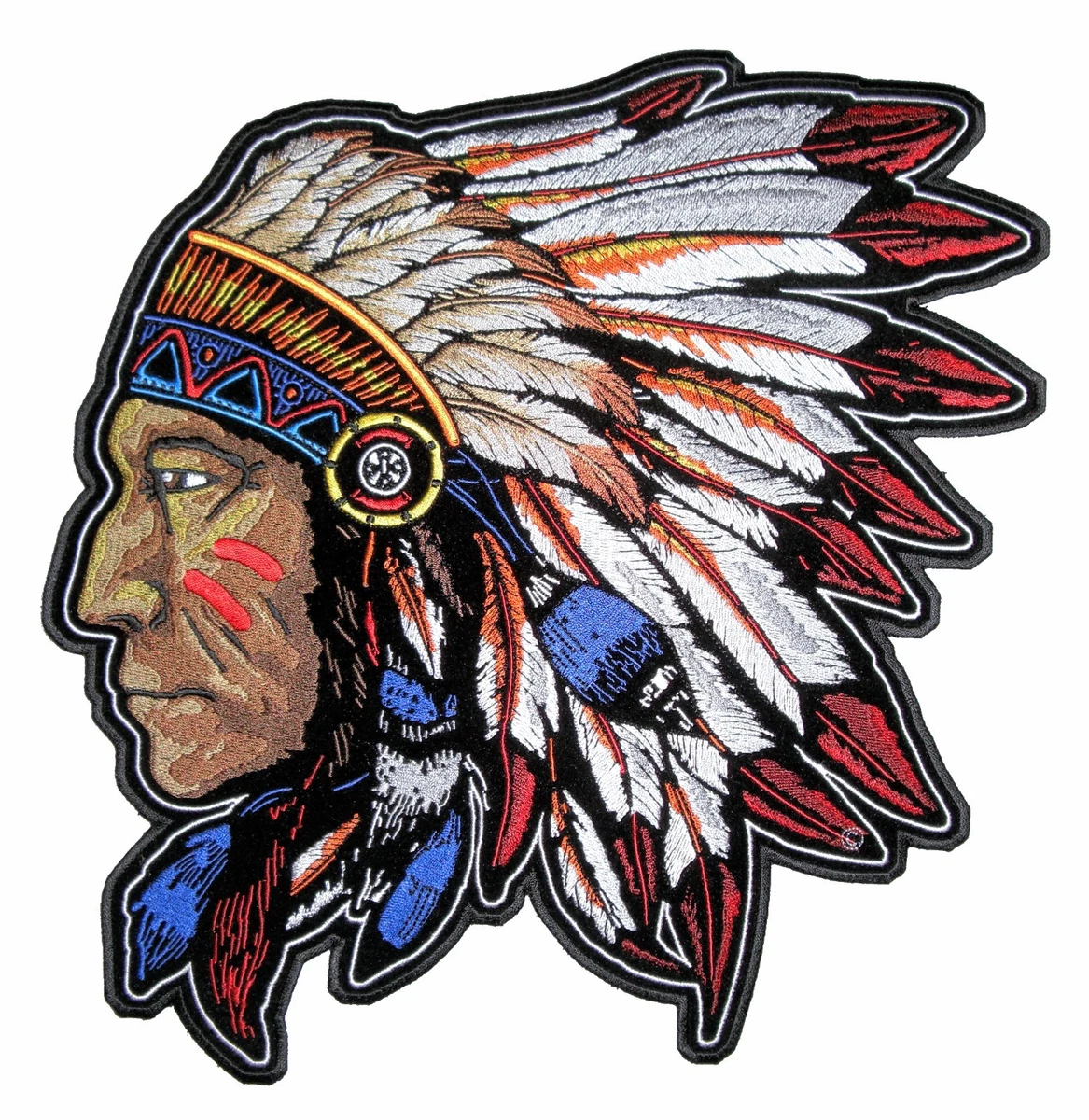 Large Native American Indian Chief Headdress Embroidered Biker Patch | eBay