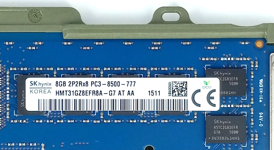 *LOTE DE 10*IBM 41T8222 8GB DDR3-1066 PC3-8500 CUoD DIMM (SK Hynix HMT31GZ8EFR8A) Foto 3 de 4