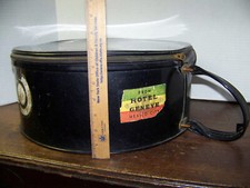 vntg Round Travel CASE Train Suit Hat Case Strap Handle Droutman Co NY Nice 