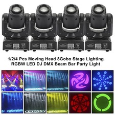 1/2/4Pcs Moving Head 8Gobo Stage Lighting RGBW LED DJ DMX Beam Bar Party Light