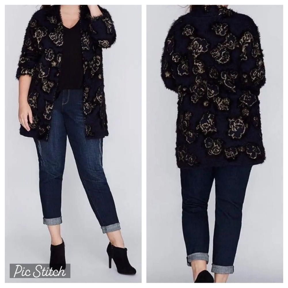 Lane Bryant Eyelash Jacquard Overpiece Open Front Cardigan Size 18/20-2x/3x