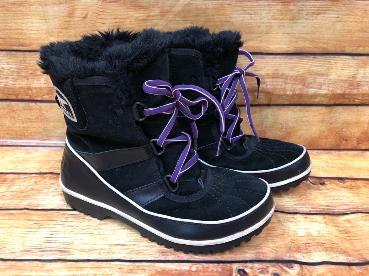 Sorel Tivoli II Black Suede Fur Trim Winter Snow Boots NL2089 010 Womens 7.5 f6