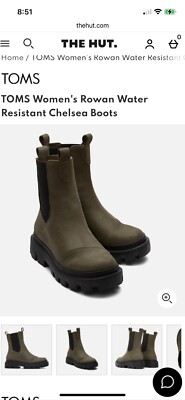 TOM S Rowan Weatherproof Boots, Olive. New!!