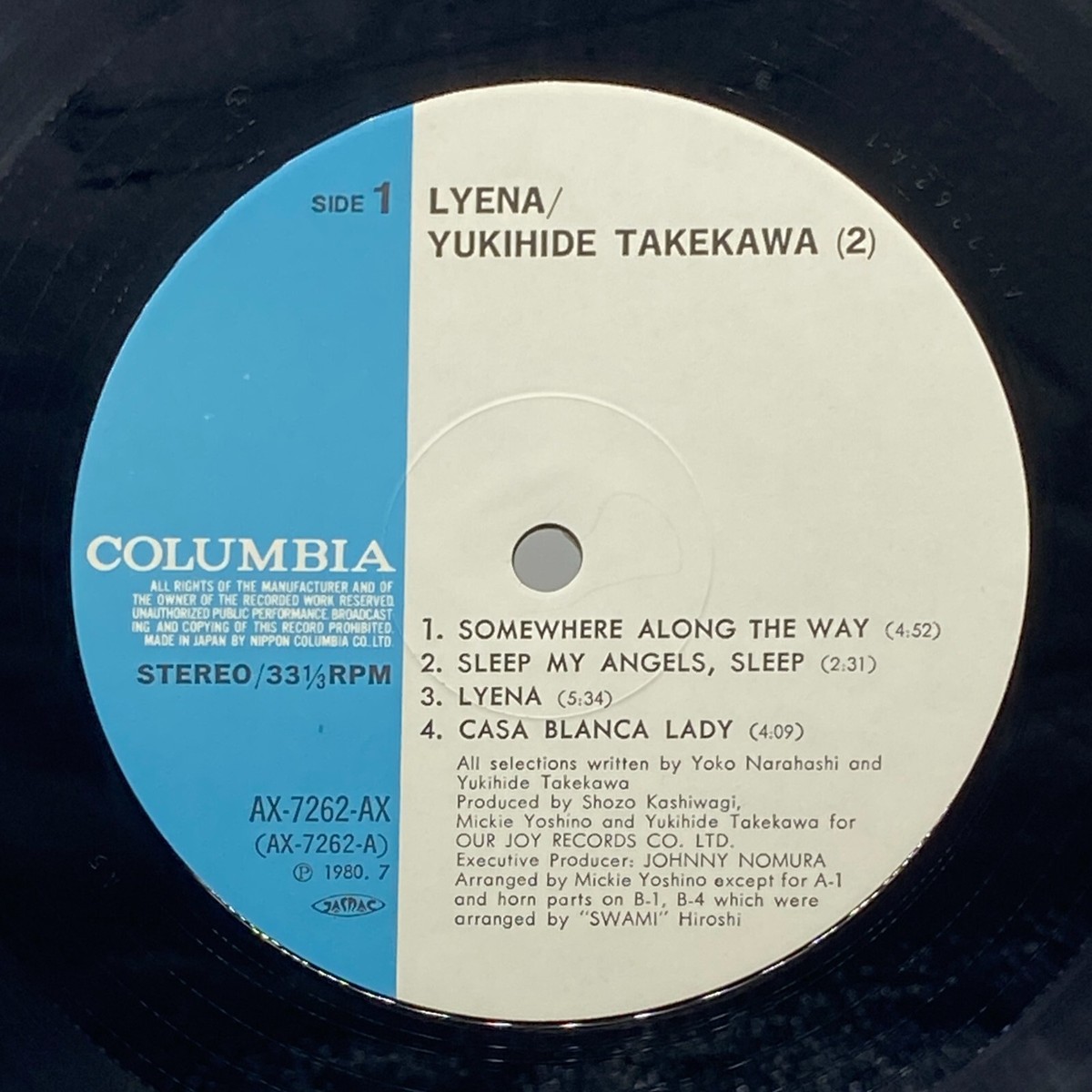 Yukihide Takekawa 2nd Album Lyena LP Vinyl Record 1980 OBI Japan