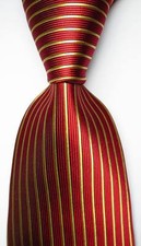 New Classic Striped Red Gold JACQUARD WOVEN 100 Silk Men's Tie Necktie