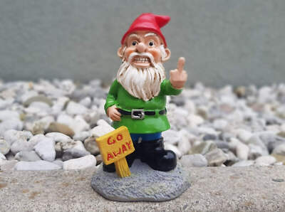 Go Away Garden Gnome - Funny Lawn Decor, Hand-Painted Resin Statue, Unique Gift