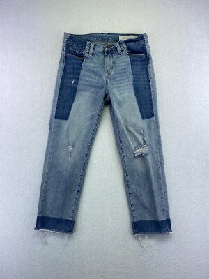 Treasure & Bond Size 30/24 Distressed 2 Tone Light Wash Cutoff Cropped Jeans