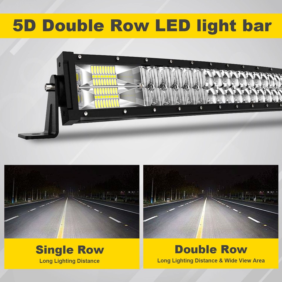 Roof 50''/52 Curved Straight LED Light Bar Combo Truck Driving Offroad UTV ATV