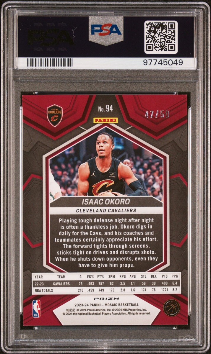 あこローカーTHE BEST×11 2023 Mosaic Fast Break Purple Prizm 47/50 Isaac Okoro PSA 10