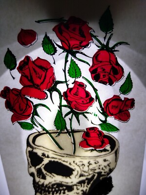 Grateful Dead Car Window Decal 1980s Bertha Skull Planter Red Roses Retro Cool