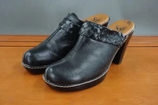 Sofft Mules Shoes Womens Size 8.5 Black Leather Weave Slip On Heeled Clogs Shoes