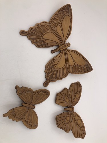 3 Vintage Homco Syroco Butterflies Butterfly Wall Hangings- X1 - Picture 2 of 11