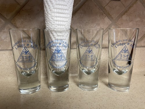 Mason Lodge Glasses~Friends On The Lahn Lodge #860~Giessen Germany~Set Of 4