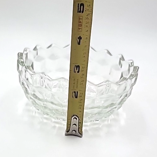 Fostoria American Clear Small Glass Nappy Bowl 5 1/4” Cube Scalloped Edge - Picture 11 of 14