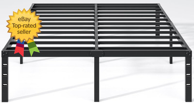 Metal Bed Frame Queen Size Bed Frame  Storage Space Heavy Duty Sturdy Mattress