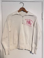 1950s Vintage Quarter Zip Sweatshirt Water print Crimson Knights M/L