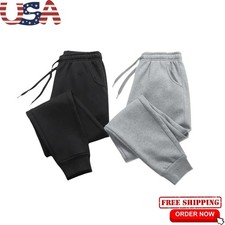Men Casual Fleece Sweatpants Autumn Winter Running Jogger Gym Trousers Pants cho