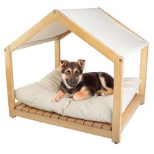 Dog House - 30x24-Inch Indoor Dog House with Soft Cushion and Adjustable Cano...