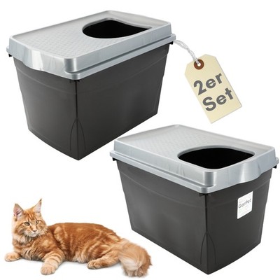 2x Hop In Katzenklo oben einstieg Katzentoilette Top Entry Jump-In Doppelpack