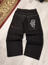 JNCO Tribal Snakes Jeans RARE Fits 36 x 33 Baggy Hip Hop Y2K Embroidered Black 