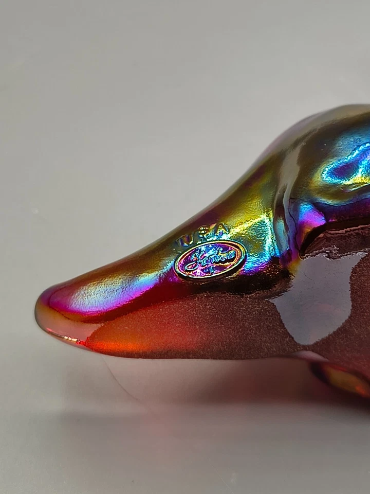 Fenton Ruby Red Carnival Iridized Dinosaur Figurine Pressed By Mosser - Image 3 of 4