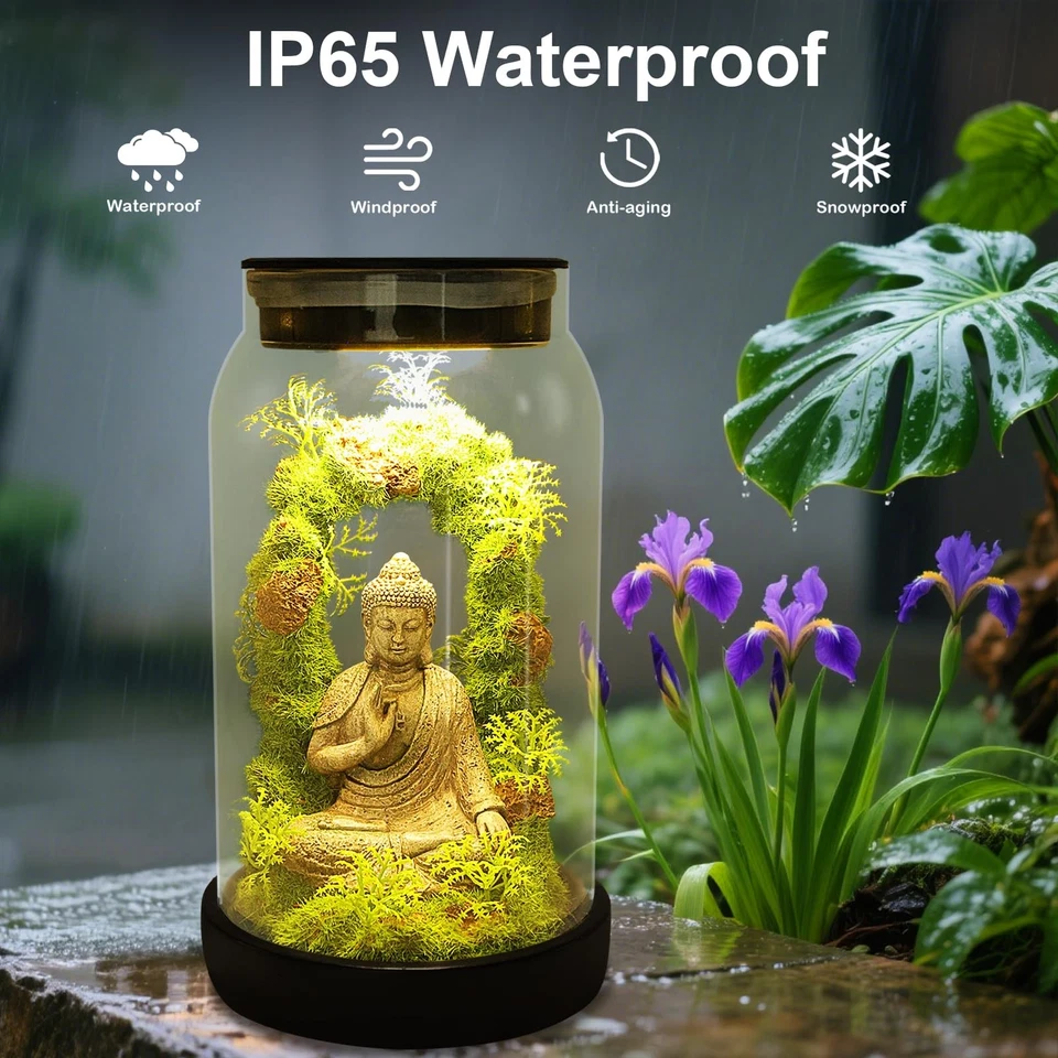 Solar Garden Buddha Statue for Home Decor - 9.8'' Zen Solar Lights Sculptures... - Image 4 of 4