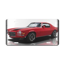 Iconic 1971 Red Camaro Z/28 RS Classic Vanity Plate - Premium Metal Front
