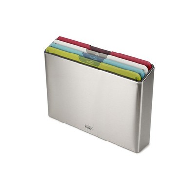 Joseph Joseph Folio Icon Schneidebrett-Set inkl Aufbewahrungsbox 4-tlg Edelstahl