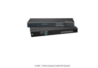 Cyberview U-801 8 Port Combo Cat6 KVM Switch Rackmontage 