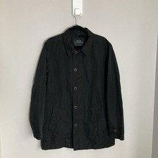 Next Mens Mac Coat Jacket Large Black Mid Length Full Zip Trench