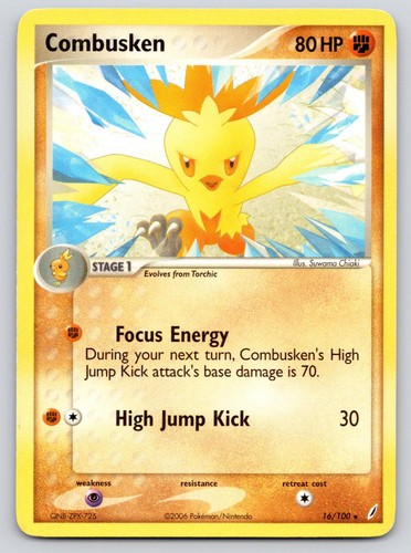 Combusken 16/100 Rare Crystal Guardians Pokemon Moderately Played