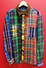 Vintage Polo Country Ralph Lauren Plaid Corduroy Collar Flannel Shirt Size L