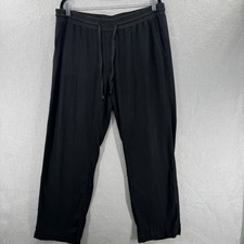 Caslon Pants Womens Size L Black Linen Blend Lagenlook Coastal Beachy Neutral