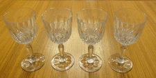 4 Russian Ural Mountains Cut Crystal Wine Glasses 6.25" Soviet EUC