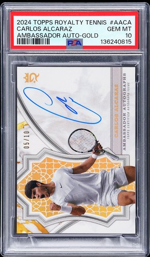 2024 Topps Royalty Tennis Carlos Alcaraz Ambassador Auto Gold /10 PSA 10 Pop 3
