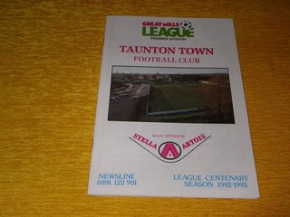Taunton Town v Torquay United Res. 24/8/92 Great Mills League Premier Division