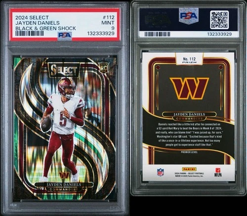 2024 Panini Select Premier Black & Green Shock JAYDEN DANIELS (RC) #112 PSA 9