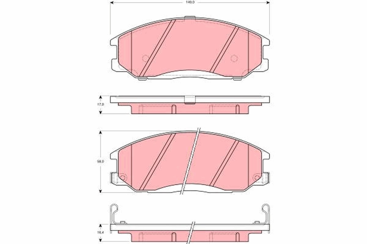 Front TRW-OE GDB3257 Brake Pad Set, disc brake for HYUNDAI,SSANGYONG