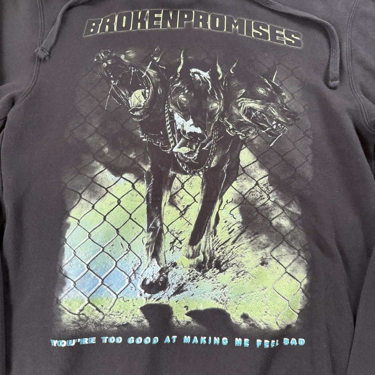 Broken Promises Hoodie Sweatshirt Adult M Black Flame Fire