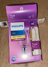 Philips LED E14 Candle Light Bulbs 2W Warm White Clear Small Screw Pack of 2