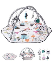 VEVOR Baby Play Gym Mat Tummy Time Activity Mat with 6Sensory Toys 41.7" x 41.7"