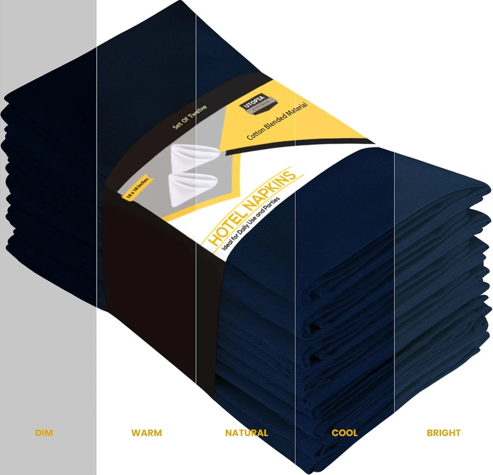 Navy Blue Cloth Napkins [12 Pack, 18X18 Inch] Absorbent Cotton Blend Washable an - Image 4 of 4