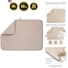 Dish Drying Mat, Drying Matt Kitchen Counter, 17"x24"- Ivory