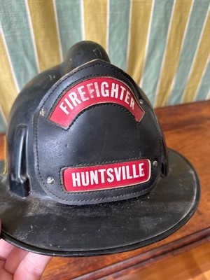 Vintage MSA Topgard Fireman's Fire Helmet Huntsville Alabama Black
